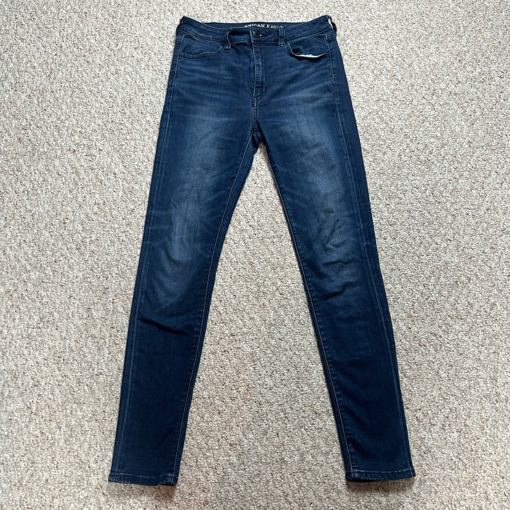 American Eagle Super High Rise Jegging Womens 6 Super Super Stretch X Blue Denim